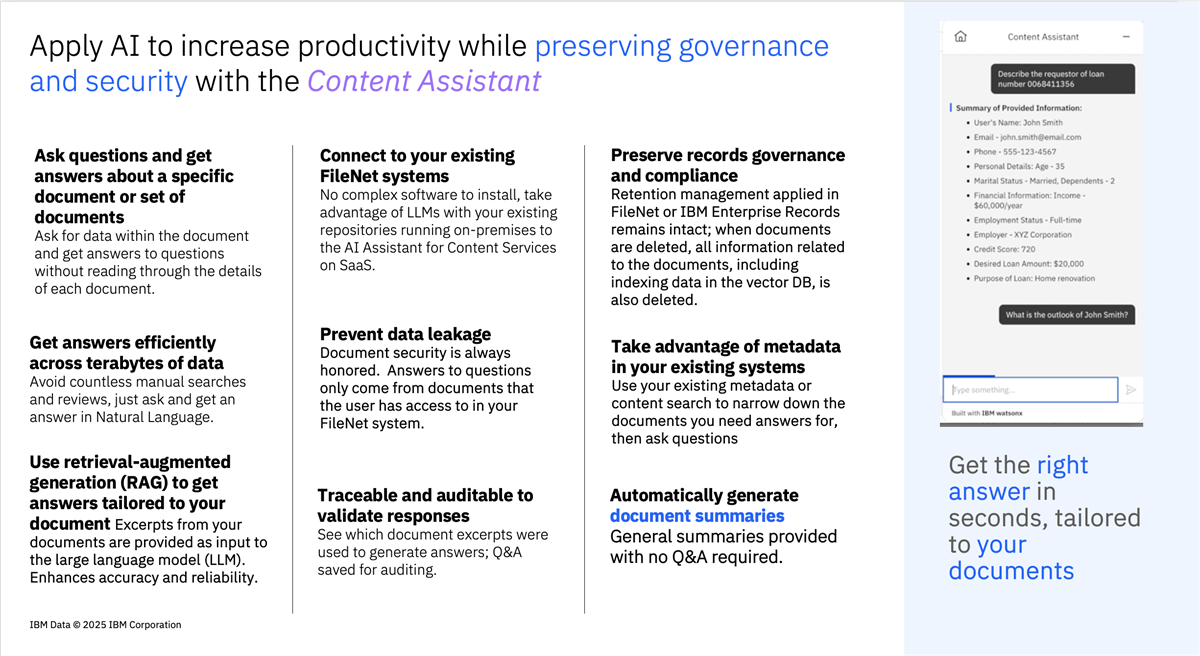 IBM Content Assistant Features